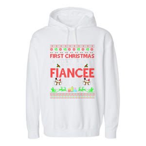 First Christmas Married To My Super Hot Fiancee Ugly Sweater Cute Gift Garment-Dyed Fleece Hoodie