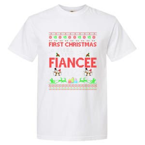 First Christmas Married To My Super Hot Fiancee Ugly Sweater Cute Gift Garment-Dyed Heavyweight T-Shirt