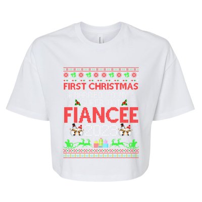 First Christmas Married To My Super Hot Fiancee Ugly Sweater Cute Gift Bella+Canvas Jersey Crop Tee