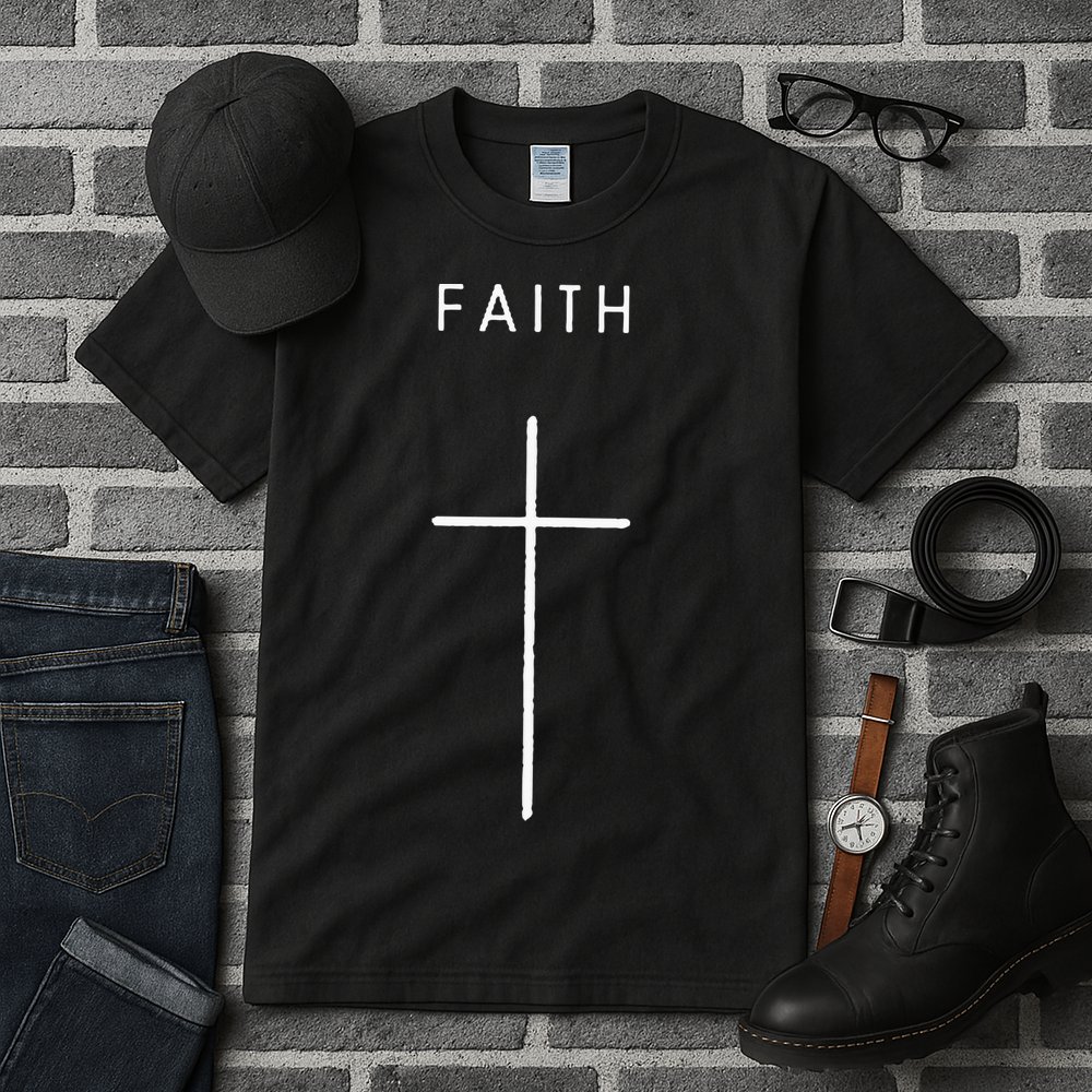 Faith Cross Minimalist Christian Religious Jesus Tall T-Shirt