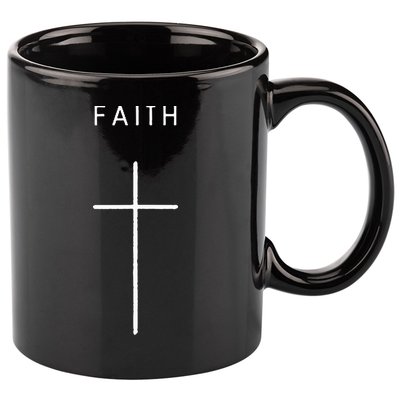 Faith Cross Minimalist Christian Religious Jesus 11oz C Handle Ceramic Mug