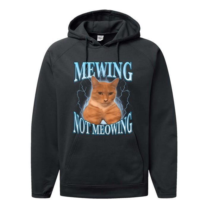 Funny Cat Meme Mewing Looksmax Meowing Cat Trend Performance Fleece Hoodie