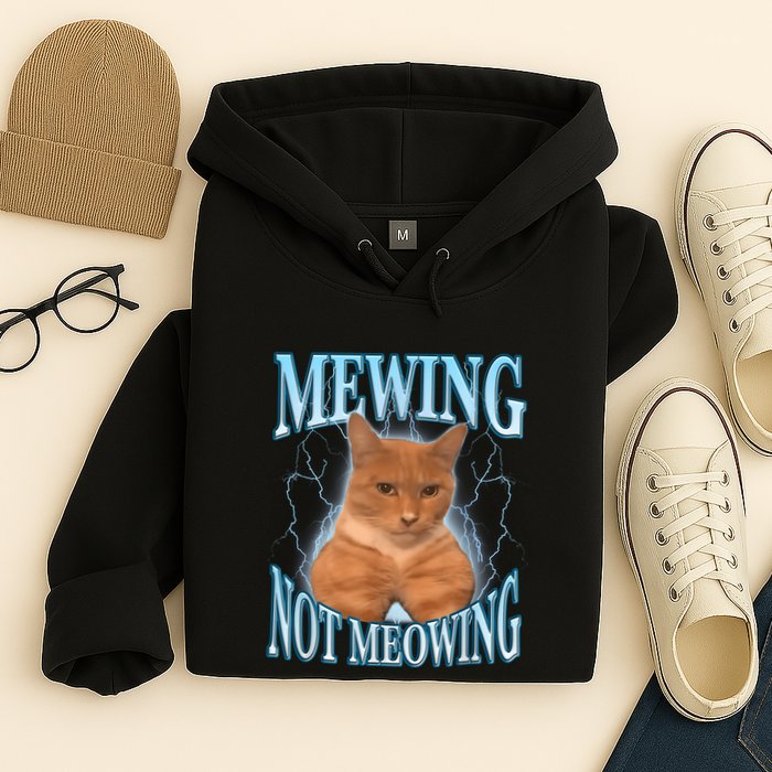 Funny Cat Meme Mewing Looksmax Meowing Cat Trend Hoodie