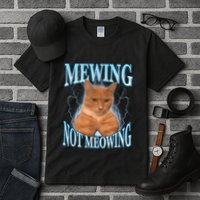 Funny Cat Meme Mewing Looksmax Meowing Cat Trend Tall T-Shirt