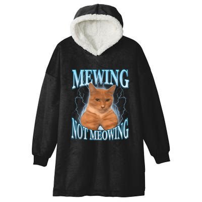 Funny Cat Meme Mewing Looksmax Meowing Cat Trend Hooded Wearable Blanket