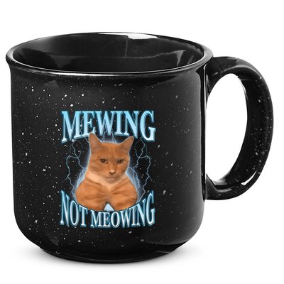 Funny Cat Meme Mewing Looksmax Meowing Cat Trend 15oz Campfire Ceramic Mug