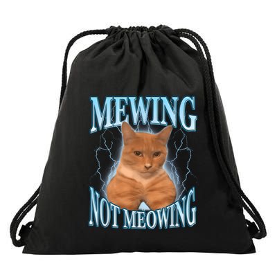 Funny Cat Meme Mewing Looksmax Meowing Cat Trend Drawstring Bag