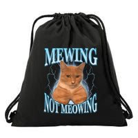 Funny Cat Meme Mewing Looksmax Meowing Cat Trend Drawstring Bag