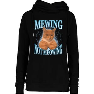 Funny Cat Meme Mewing Looksmax Meowing Cat Trend Womens Funnel Neck Pullover Hood