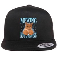 Funny Cat Meme Mewing Looksmax Meowing Cat Trend Flat Bill Trucker Hat