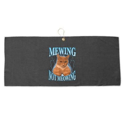 Funny Cat Meme Mewing Looksmax Meowing Cat Trend Large Microfiber Waffle Golf Towel