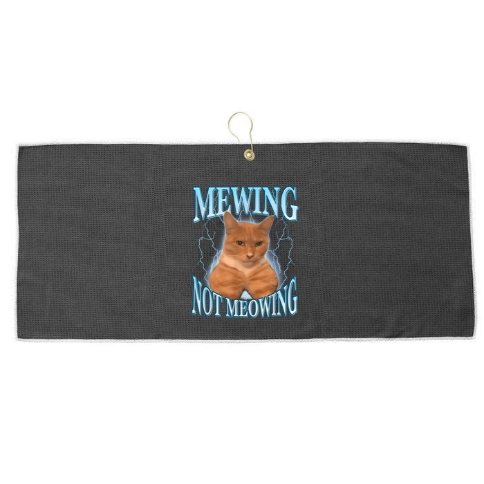 Funny Cat Meme Mewing Looksmax Meowing Cat Trend Large Microfiber Waffle Golf Towel