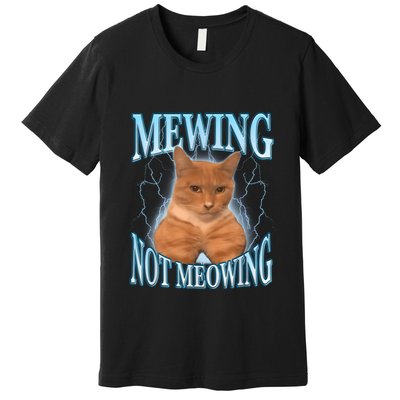 Funny Cat Meme Mewing Looksmax Meowing Cat Trend Premium T-Shirt
