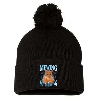 Funny Cat Meme Mewing Looksmax Meowing Cat Trend Pom Pom 12in Knit Beanie