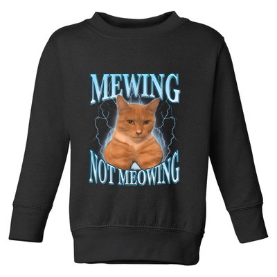 Funny Cat Meme Mewing Looksmax Meowing Cat Trend Toddler Sweatshirt