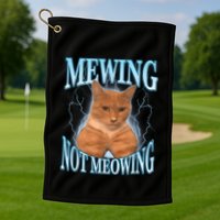 Funny Cat Meme Mewing Looksmax Meowing Cat Trend Golf Towel