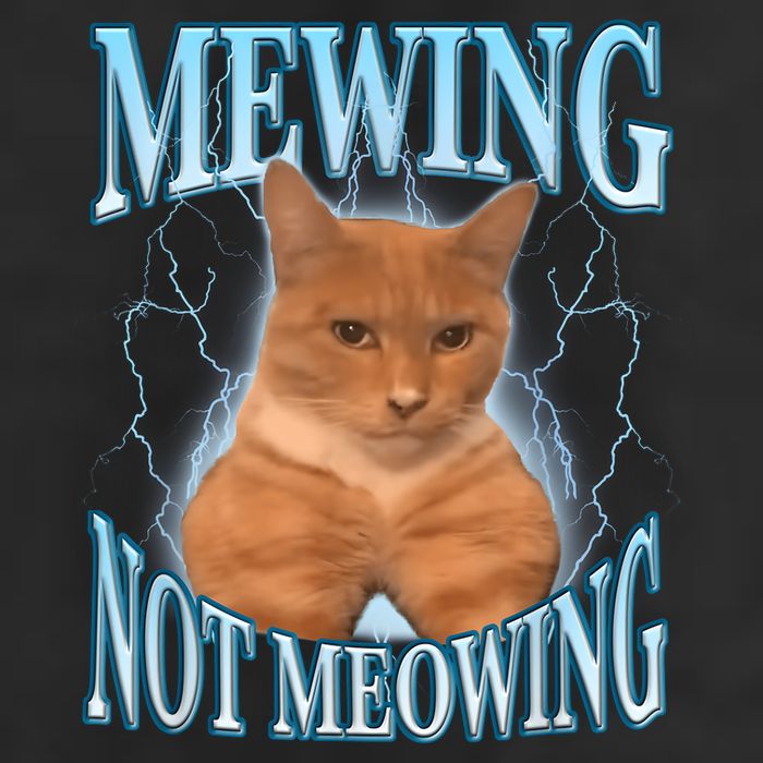 Funny Cat Meme Mewing Looksmax Meowing Cat Trend Golf Towel