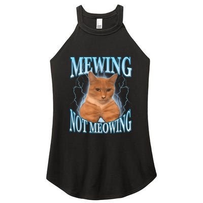 Funny Cat Meme Mewing Looksmax Meowing Cat Trend Women's Perfect Tri Rocker Tank
