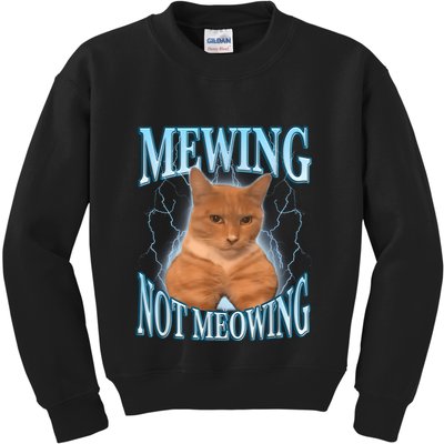 Funny Cat Meme Mewing Looksmax Meowing Cat Trend Kids Sweatshirt