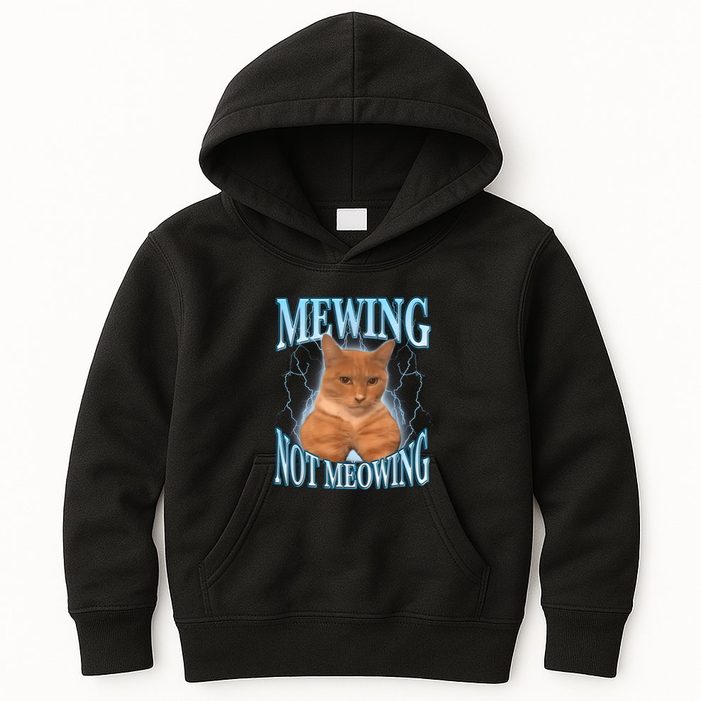 Funny Cat Meme Mewing Looksmax Meowing Cat Trend Kids Hoodie