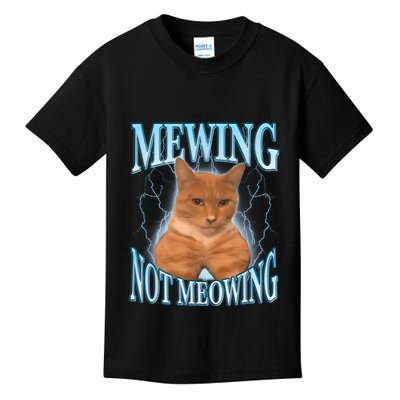 Funny Cat Meme Mewing Looksmax Meowing Cat Trend Kids T-Shirt