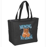 Funny Cat Meme Mewing Looksmax Meowing Cat Trend Zip Tote Bag