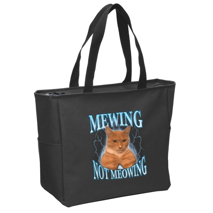 Funny Cat Meme Mewing Looksmax Meowing Cat Trend Zip Tote Bag