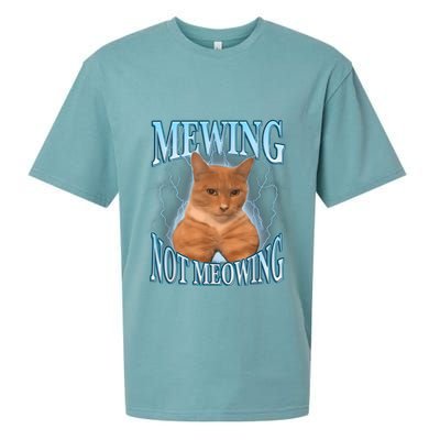 Funny Cat Meme Mewing Looksmax Meowing Cat Trend Sueded Cloud Jersey T-Shirt