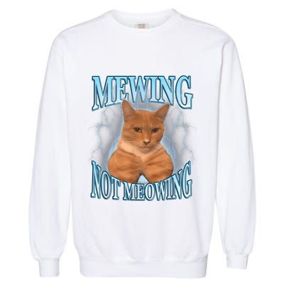 Funny Cat Meme Mewing Looksmax Meowing Cat Trend Garment-Dyed Sweatshirt