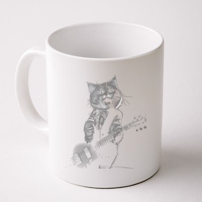 Funny Cat Musician Music Cat Playing Guitar Coffee Mug