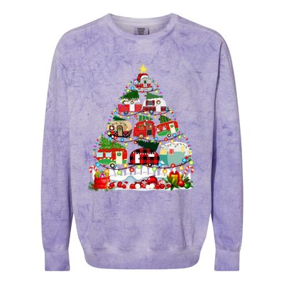 Funny Camping Merry Christmas Tree Camper Snow Rv Lights Meaningful Gift Colorblast Crewneck Sweatshirt