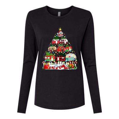 Funny Camping Merry Christmas Tree Camper Snow Rv Lights Meaningful Gift Womens Cotton Relaxed Long Sleeve T-Shirt