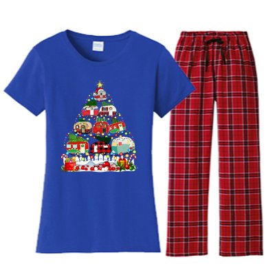 Funny Camping Merry Christmas Tree Camper Snow Rv Lights Meaningful Gift Women's Flannel Pajama Set