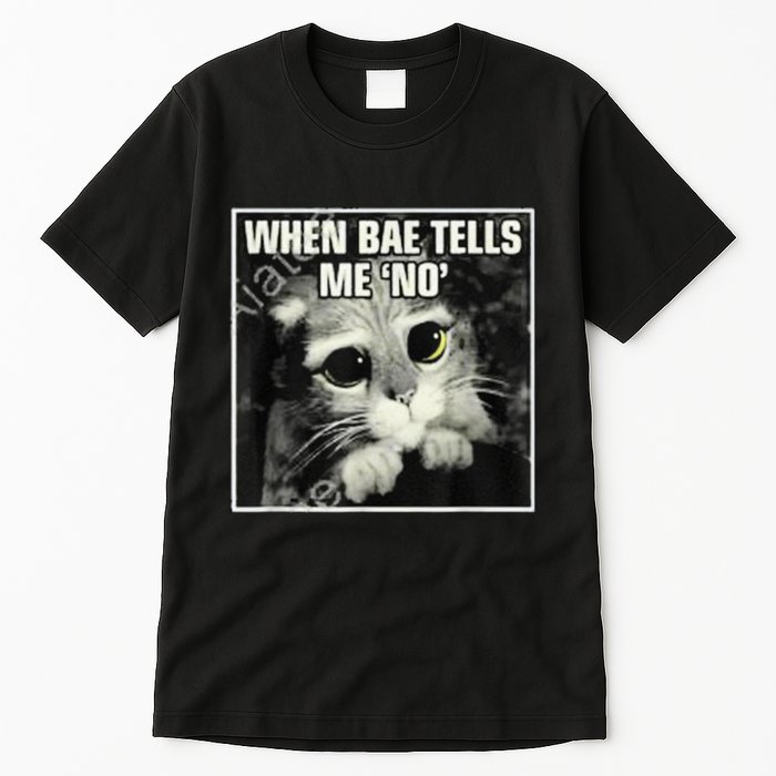 Funny Cat Meme When Bae Tells Me No Tall T-Shirt