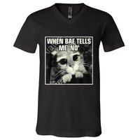 Funny Cat Meme When Bae Tells Me No V-Neck T-Shirt