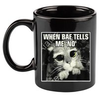 Funny Cat Meme When Bae Tells Me No 11oz C Handle Ceramic Mug