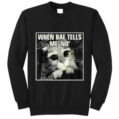 Funny Cat Meme When Bae Tells Me No Tall Sweatshirt