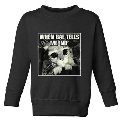 Funny Cat Meme When Bae Tells Me No Toddler Sweatshirt
