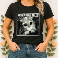 Funny Cat Meme When Bae Tells Me No Womens T-Shirt