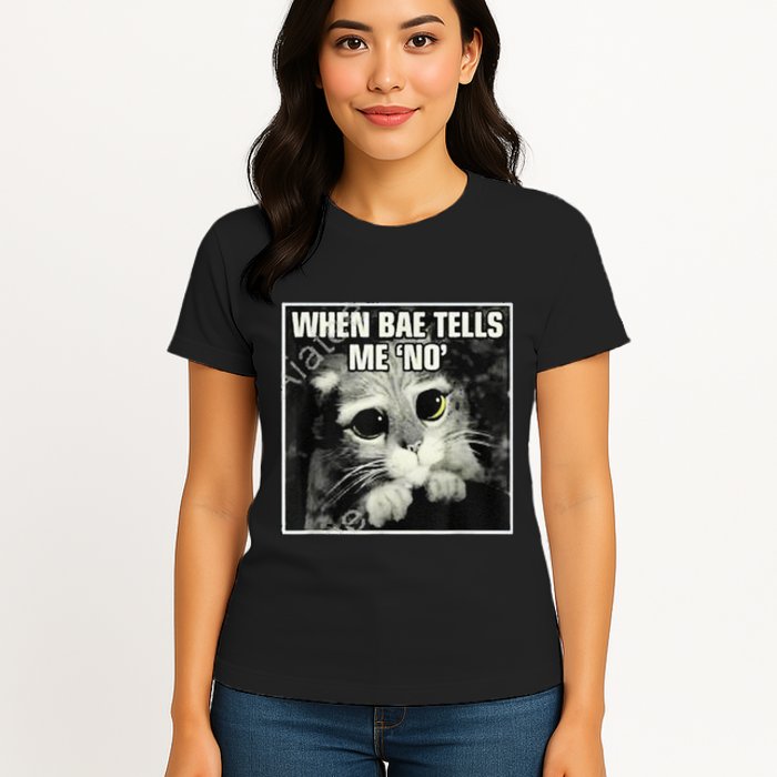 Funny Cat Meme When Bae Tells Me No Womens T-Shirt