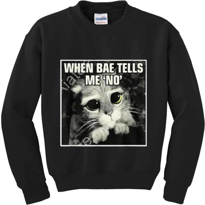 Funny Cat Meme When Bae Tells Me No Kids Sweatshirt