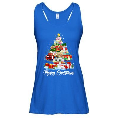 Funny Camping Merry Christmas Tree Camper Snow Tendency Gift Ladies Essential Flowy Tank