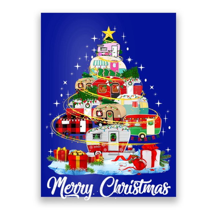 Funny Camping Merry Christmas Tree Camper Snow Tendency Gift Poster