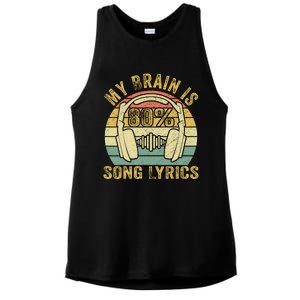 Funny & Cool Music Lover Life My Brain Is 80% Song Lyrics Ladies PosiCharge Tri-Blend Wicking Tank