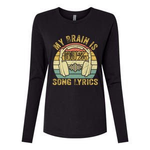 Funny & Cool Music Lover Life My Brain Is 80% Song Lyrics Womens Cotton Relaxed Long Sleeve T-Shirt