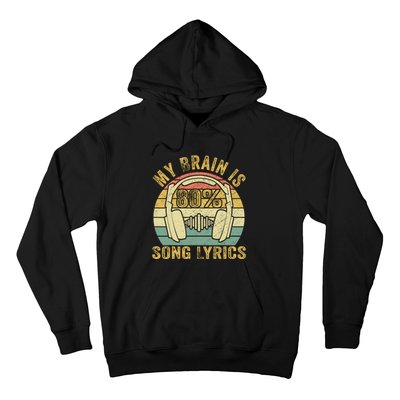 Funny & Cool Music Lover Life My Brain Is 80% Song Lyrics Hoodie