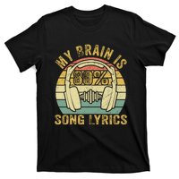 Funny & Cool Music Lover Life My Brain Is 80% Song Lyrics T-Shirt