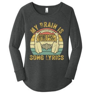 Funny & Cool Music Lover Life My Brain Is 80% Song Lyrics Women's Perfect Tri Tunic Long Sleeve Shirt