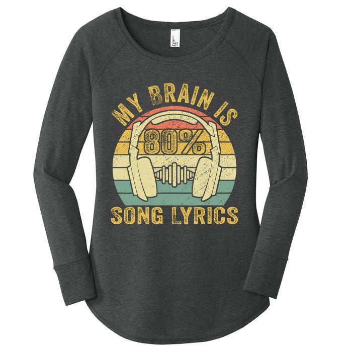 Funny & Cool Music Lover Life My Brain Is 80% Song Lyrics Women's Perfect Tri Tunic Long Sleeve Shirt