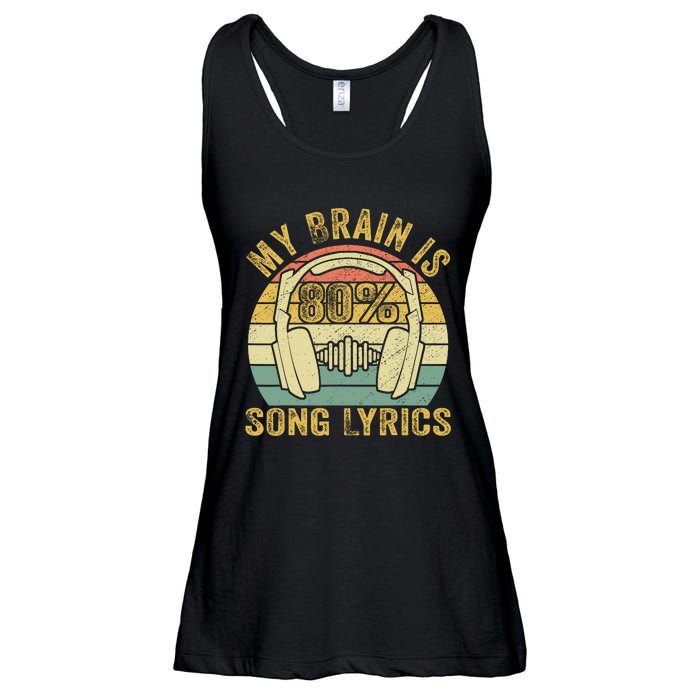 Funny & Cool Music Lover Life My Brain Is 80% Song Lyrics Ladies Essential Flowy Tank